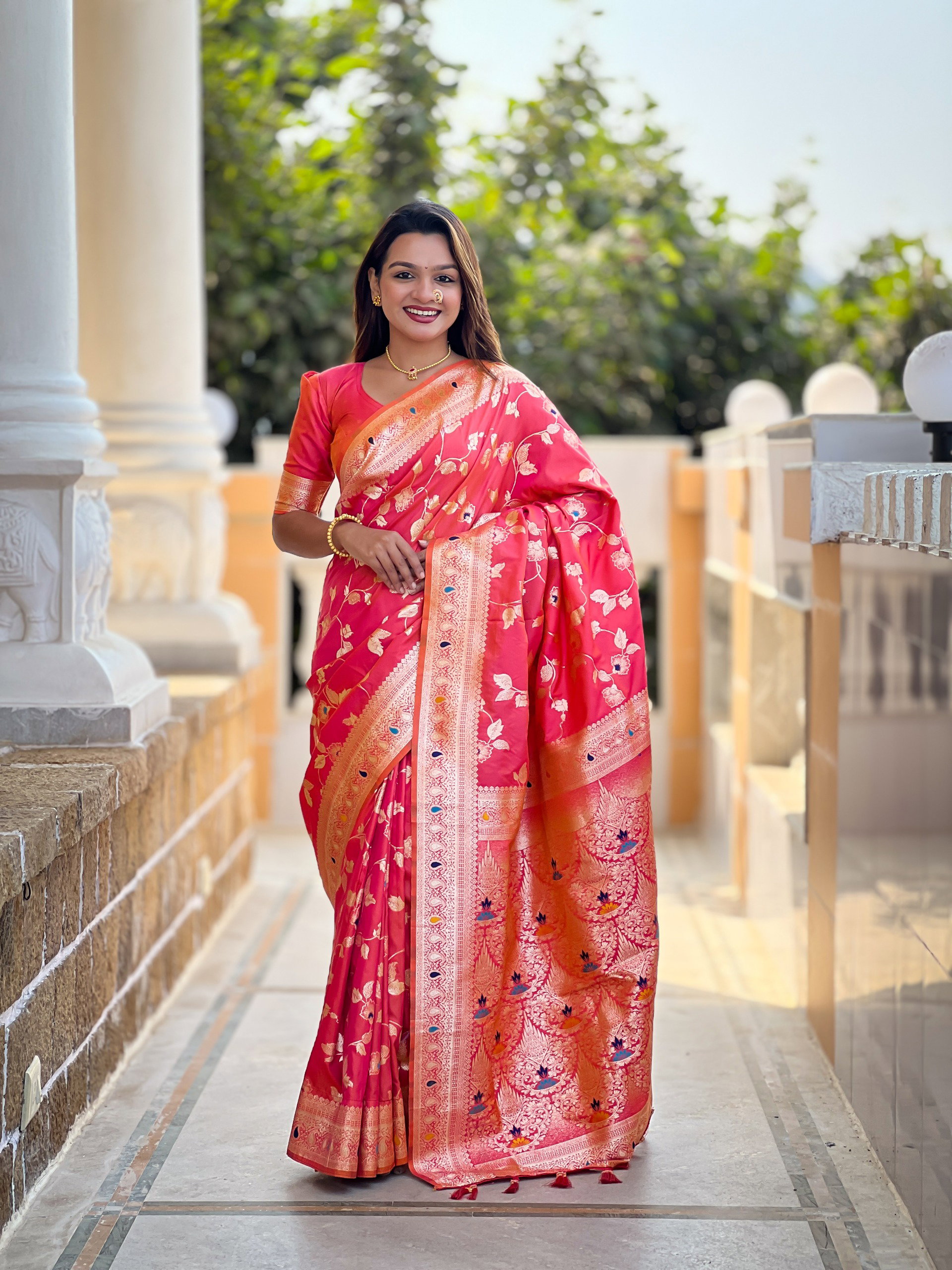 Lekha MN Banarasi 4D Patola Soft Banarasi Silk Zari Weaving Meenakari Saree