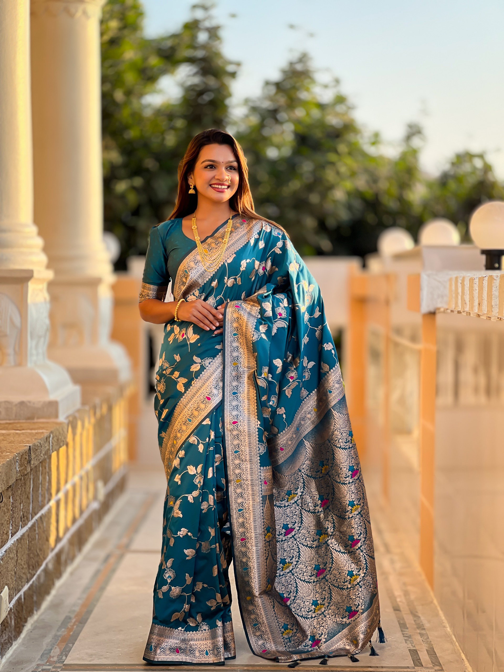 Lekha MN Banarasi 4D Patola Soft Banarasi Silk Zari Weaving Meenakari Saree