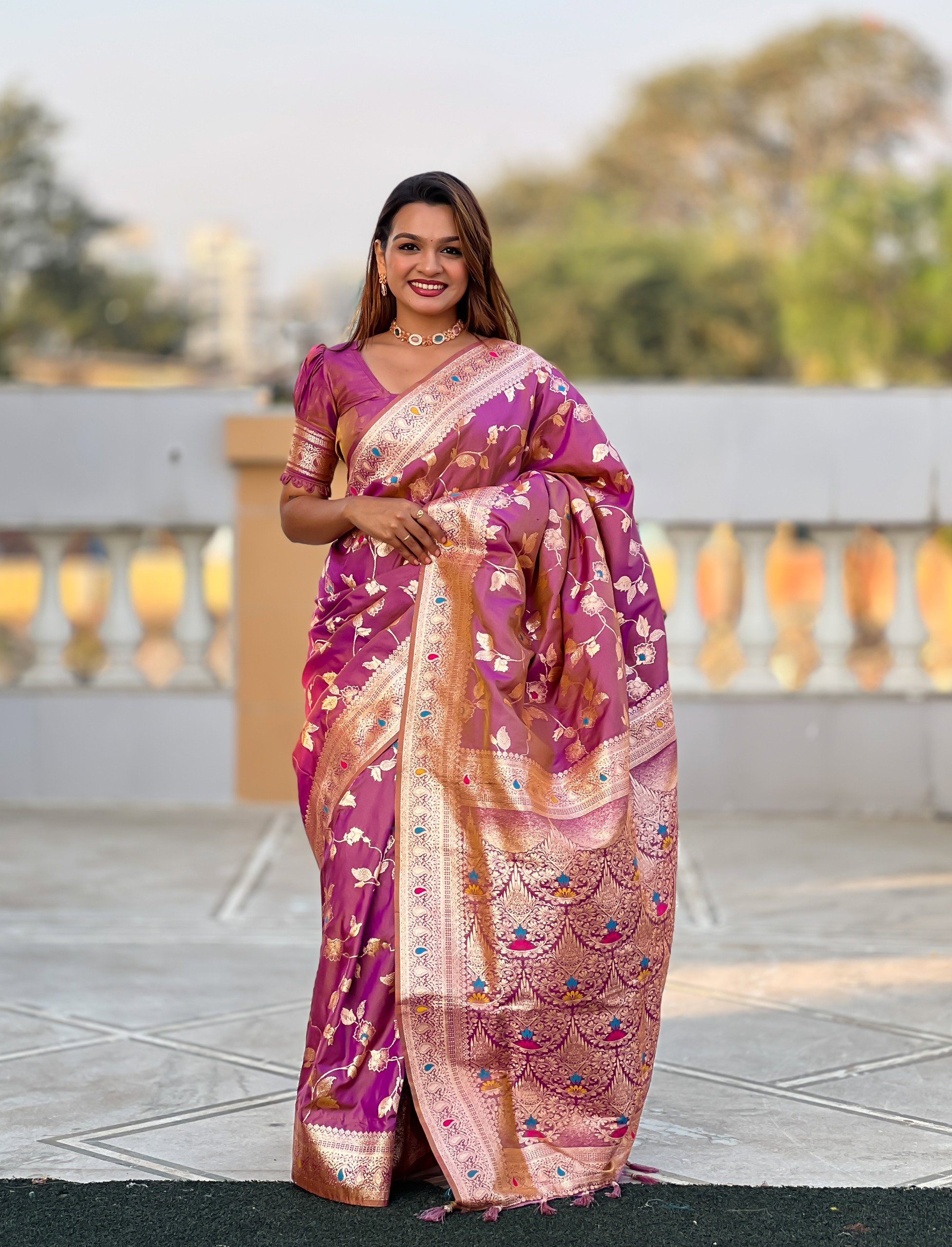 Lekha MN Banarasi 4D Patola Soft Banarasi Silk Zari Weaving Meenakari Saree
