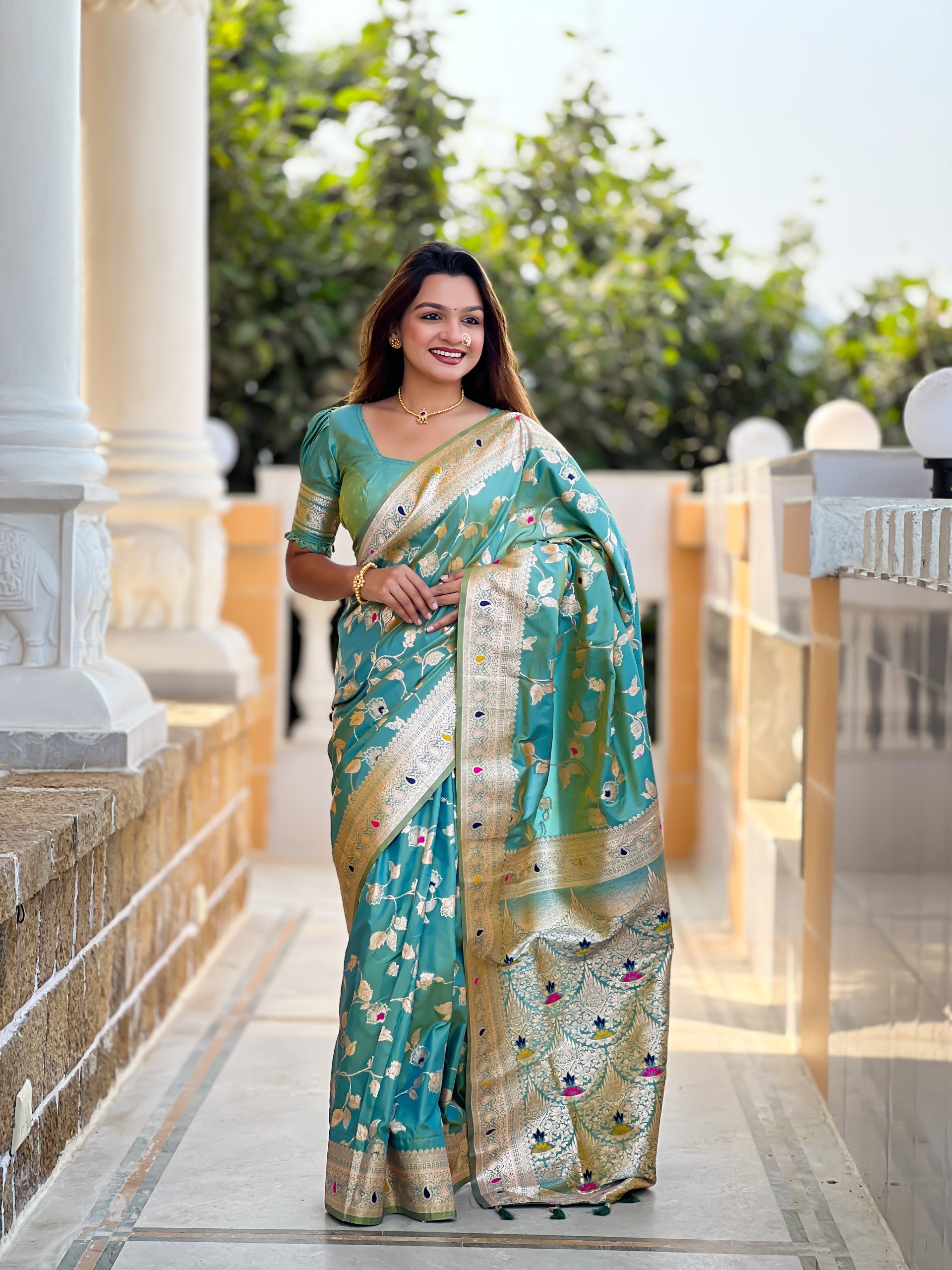 Lekha MN Banarasi 4D Patola Soft Banarasi Silk Zari Weaving Meenakari Saree