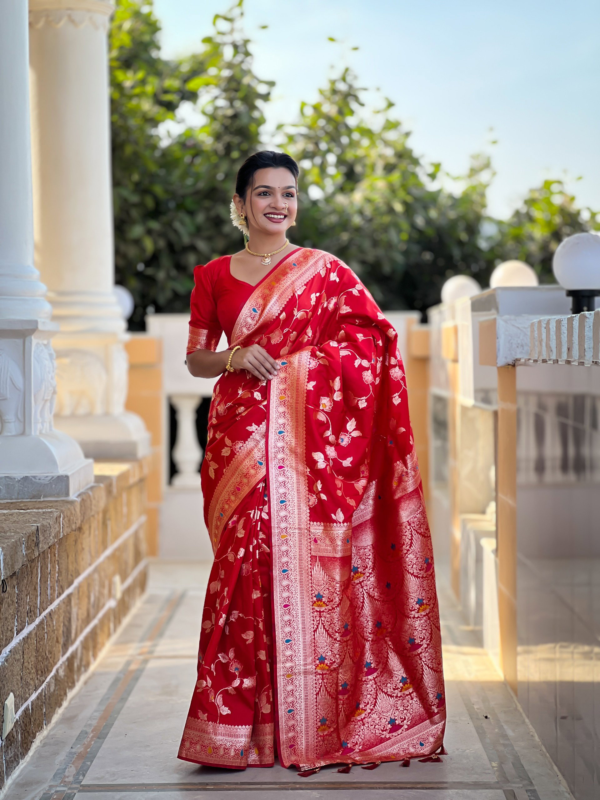 Lekha MN Banarasi 4D Patola Soft Banarasi Silk Zari Weaving Meenakari Saree