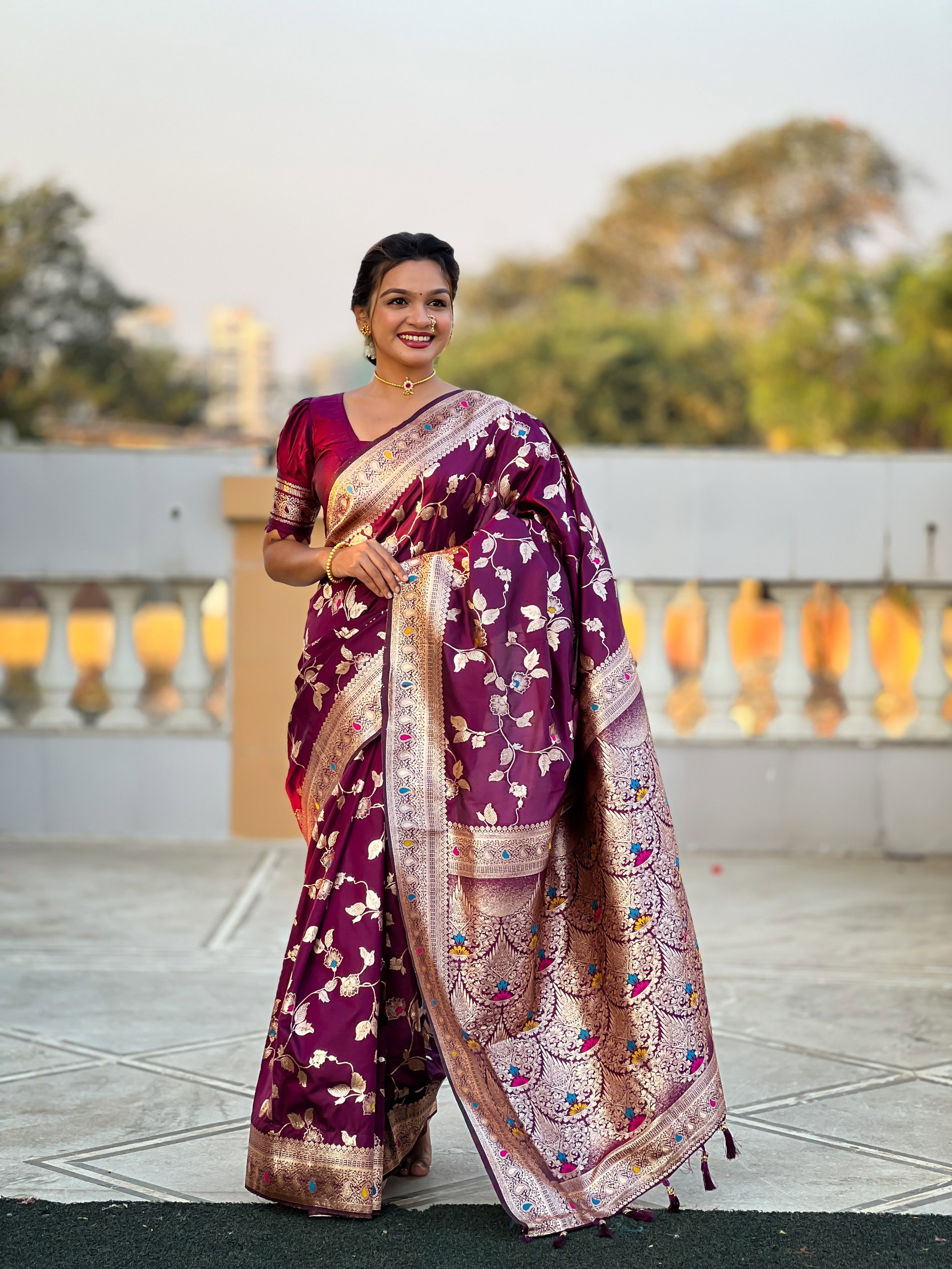 Lekha MN Banarasi 4D Patola Soft Banarasi Silk Zari Weaving Meenakari Saree
