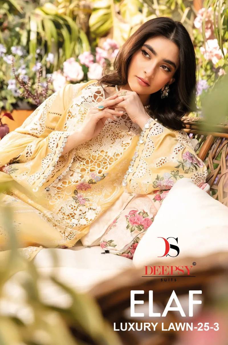 Deepsy Elaf Luxury Lawn 25 3 Cotton Embroidery Pakistani Salwar Kameez