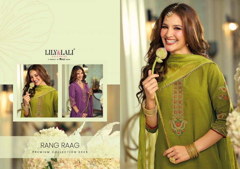 Lily And Lali Rang Rang Viscose Fancy Silk Embroidery Kurti Pant And Dupatta