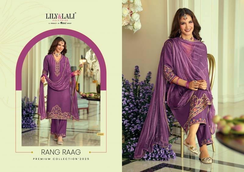Lily And Lali Rang Rang Viscose Fancy Silk Embroidery Kurti Pant And Dupatta