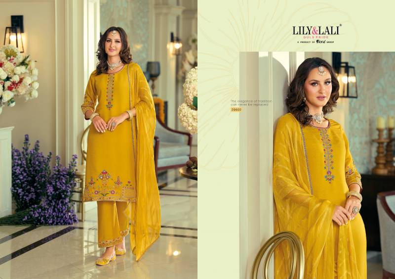 Lily And Lali Rang Rang Viscose Fancy Silk Embroidery Kurti Pant And Dupatta