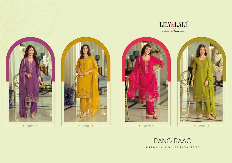 Lily And Lali Rang Rang Viscose Fancy Silk Embroidery Kurti Pant And Dupatta