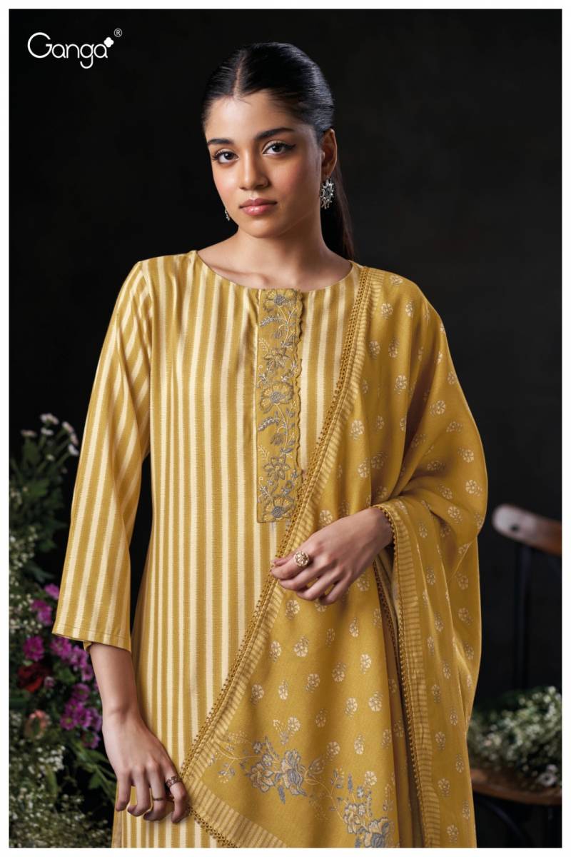 Ganga Nirelle 3878 Wool Pashmina Embroidery Salwar Suit Collection