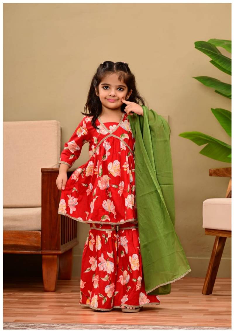 Naisha Kids 10 Cotton Kurta Sharara And Dupatta Girls Collection