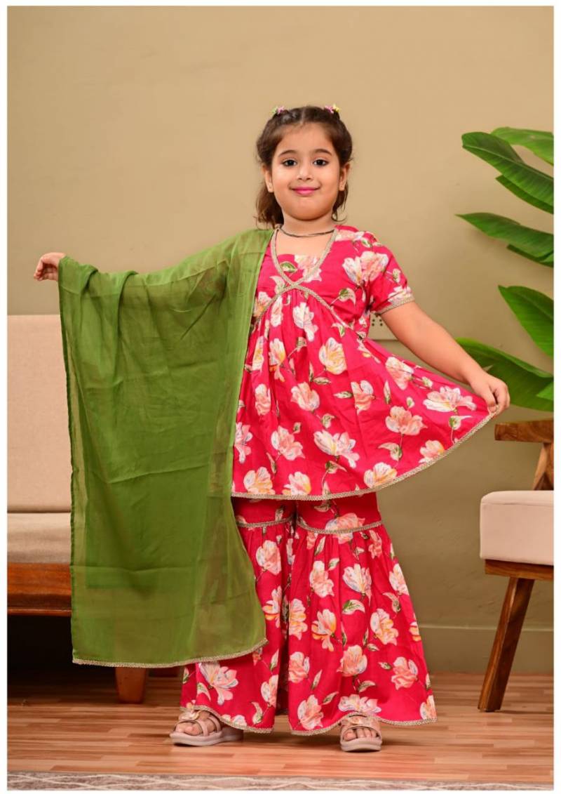 Naisha Kids 10 Cotton Kurta Sharara And Dupatta Girls Collection