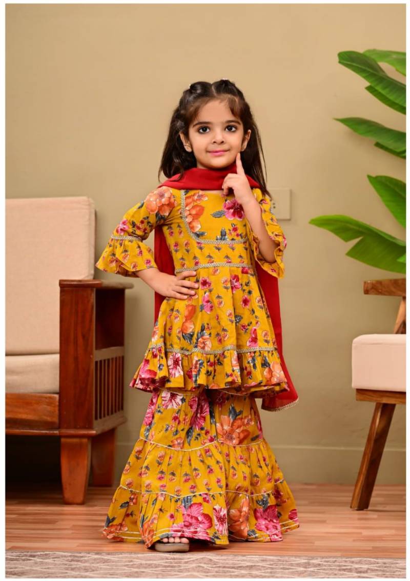 Naisha Kids 11 Cotton Kurta Bottom And Dupatta Stylish Girls Collection