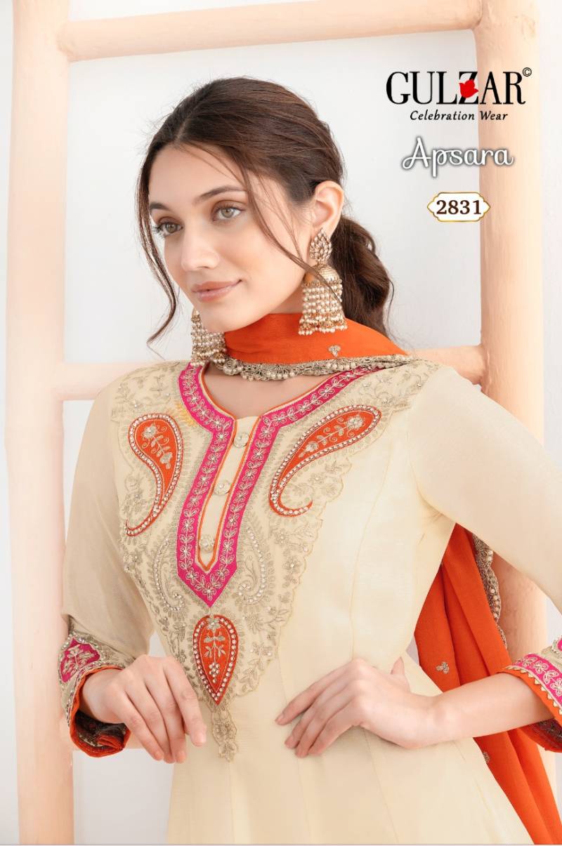 Gulzar Apsara Chinon Embroidery Work Anarkali Plazzo And Dupatta
