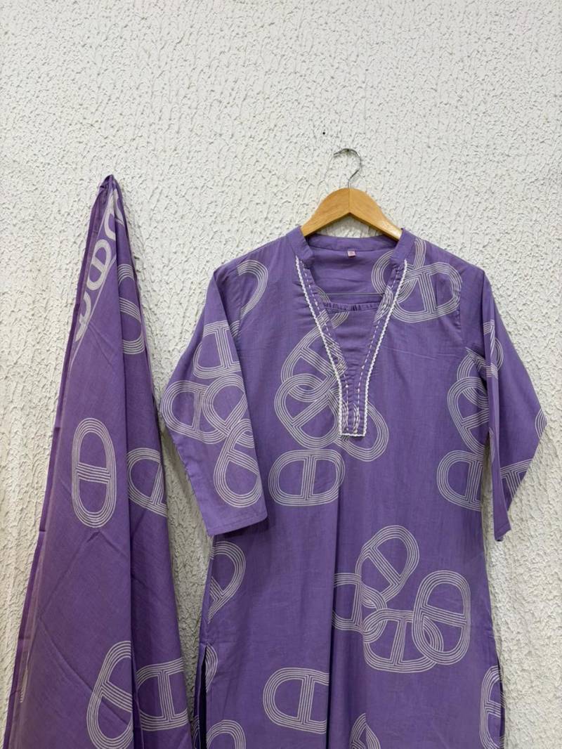 Naisha K 342 Cotton Casual Wear Kurti Pant And Dupatta Collection