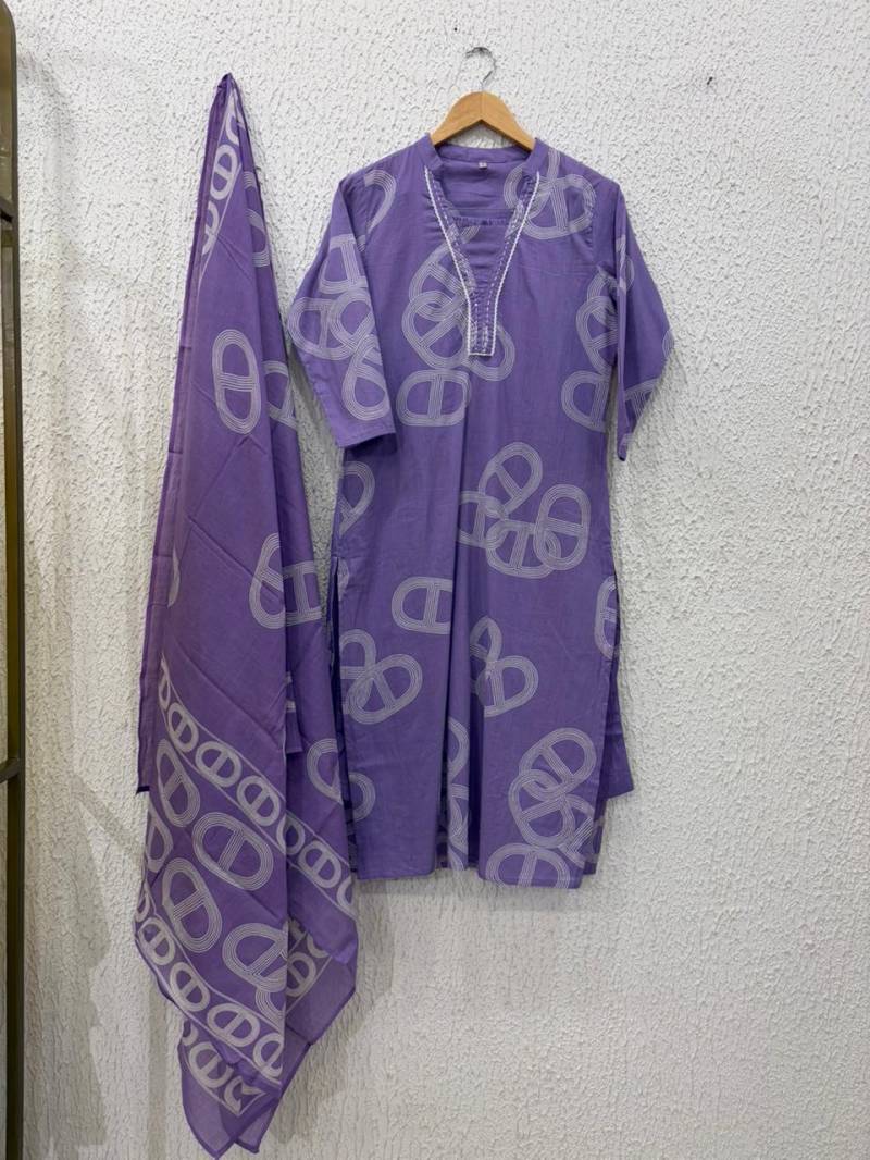 Naisha K 342 Cotton Casual Wear Kurti Pant And Dupatta Collection