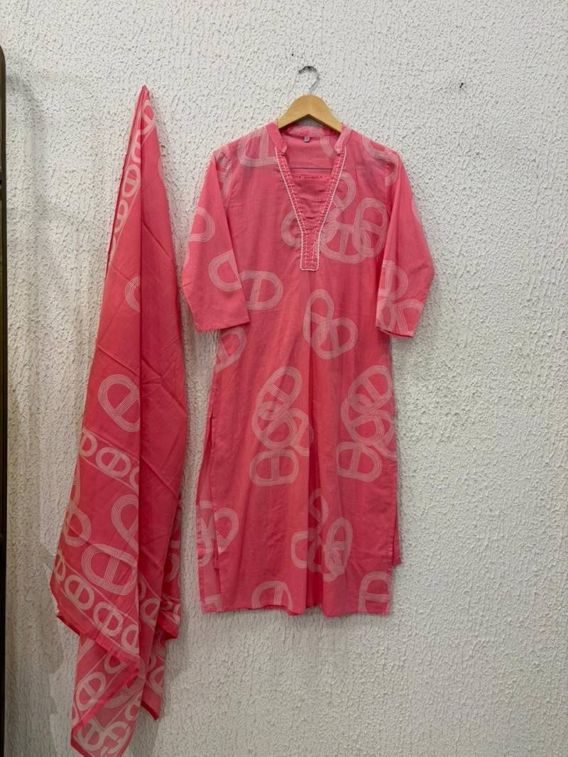 Naisha K 342 Cotton Casual Wear Kurti Pant And Dupatta Collection