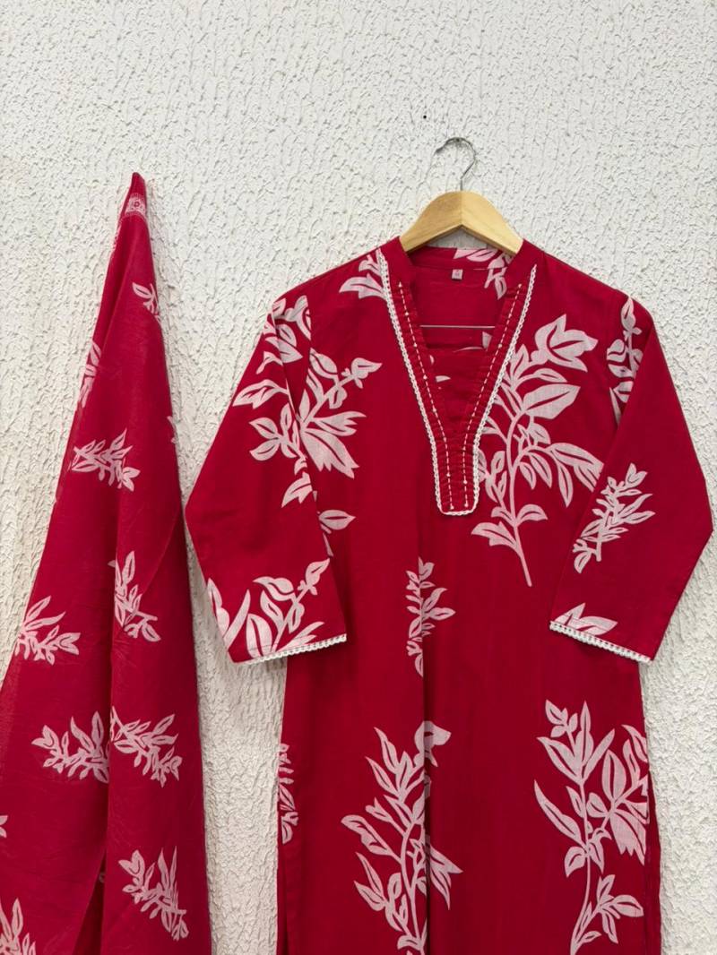 Naisha K 342 Cotton Casual Wear Kurti Pant And Dupatta Collection