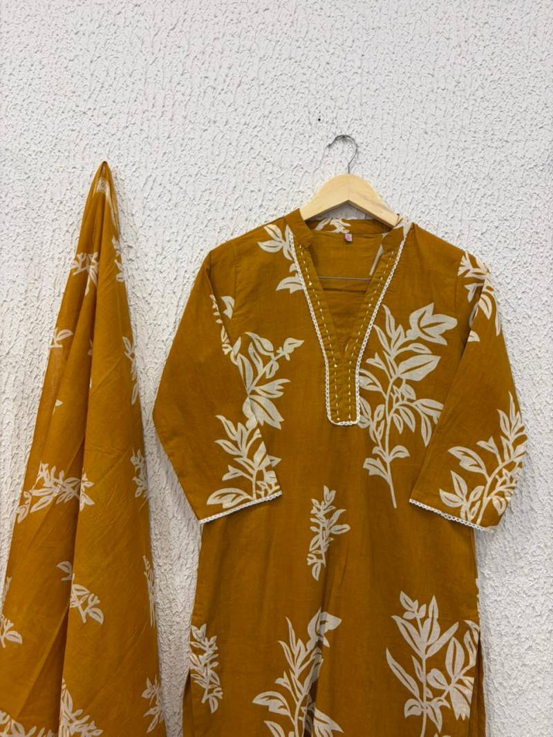 Naisha K 342 Cotton Casual Wear Kurti Pant And Dupatta Collection
