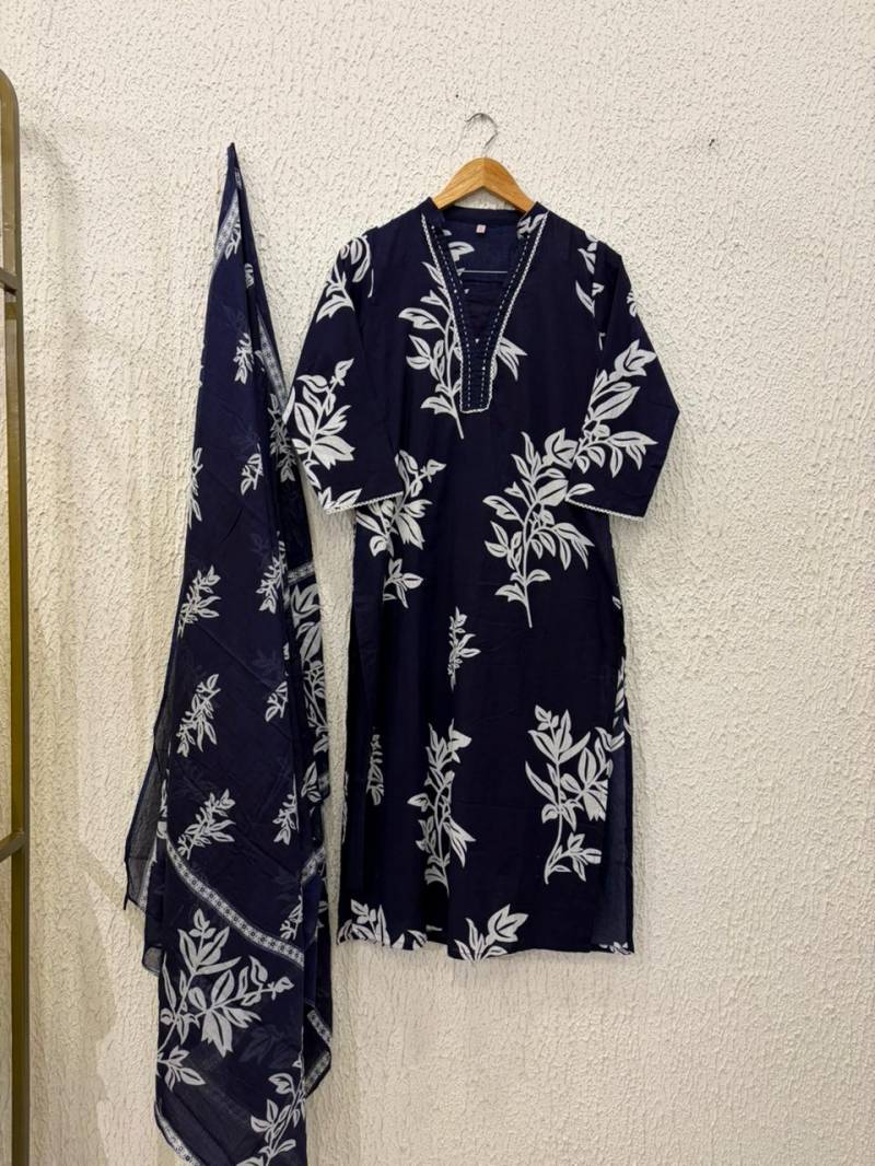 Naisha K 342 Cotton Casual Wear Kurti Pant And Dupatta Collection
