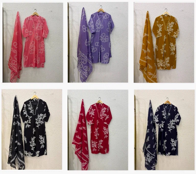 Naisha K 342 Cotton Casual Wear Kurti Pant And Dupatta Collection