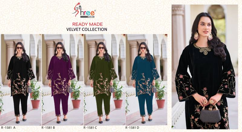 Shree R 1581 Velvet Casual Wear Pakistani Co Ord Set Collection