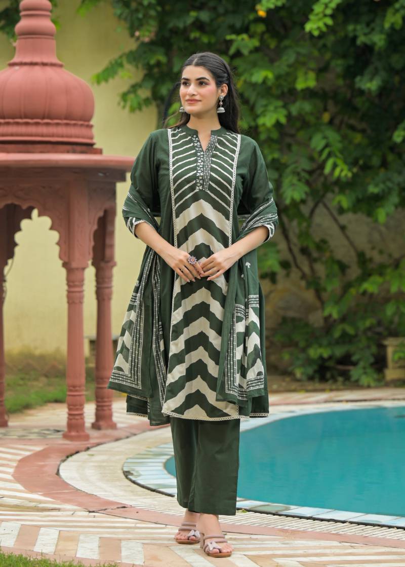 Naisha K 344 Cotton Casual Wear Kurti Pant And Dupatta Collection