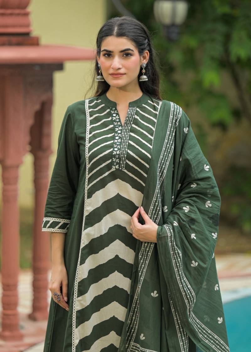 Naisha K 344 Cotton Casual Wear Kurti Pant And Dupatta Collection