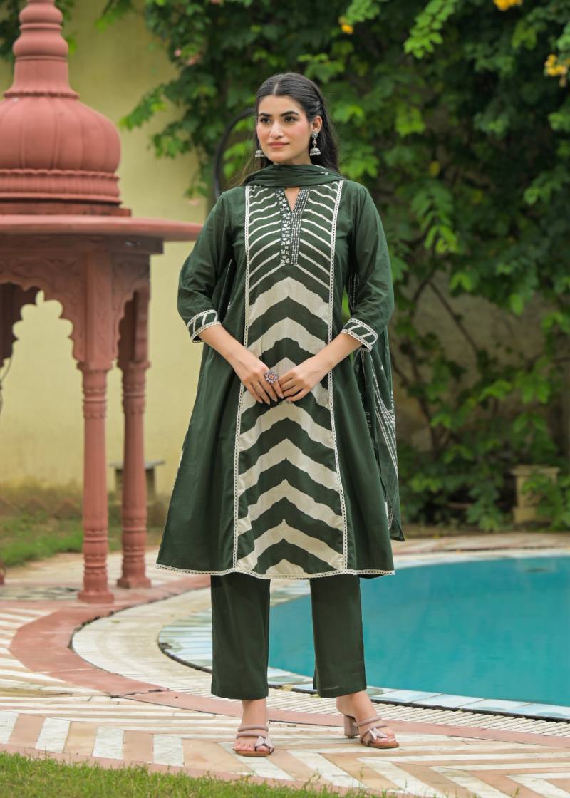 Naisha K 344 Cotton Casual Wear Kurti Pant And Dupatta Collection