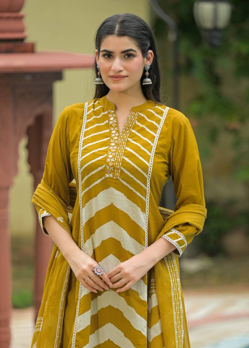 Naisha K 344 Cotton Casual Wear Kurti Pant And Dupatta Collection