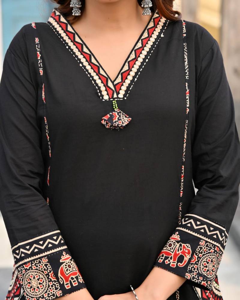 Naisha K 345 Cotton Embroidery Kurti Pant And Dupatta Collection