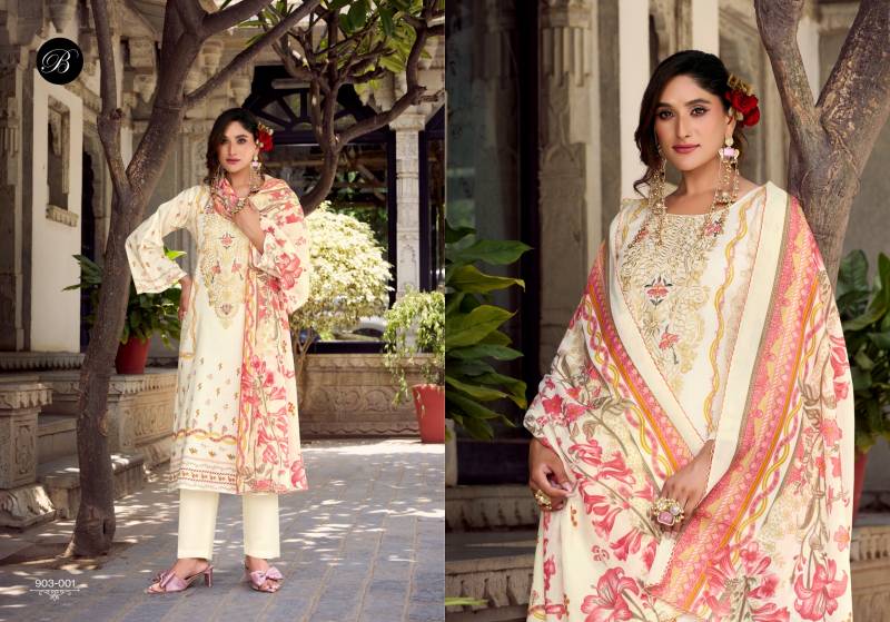 Belliza Naira Vol 118 Cotton Digital Print Embroidery Dress Material