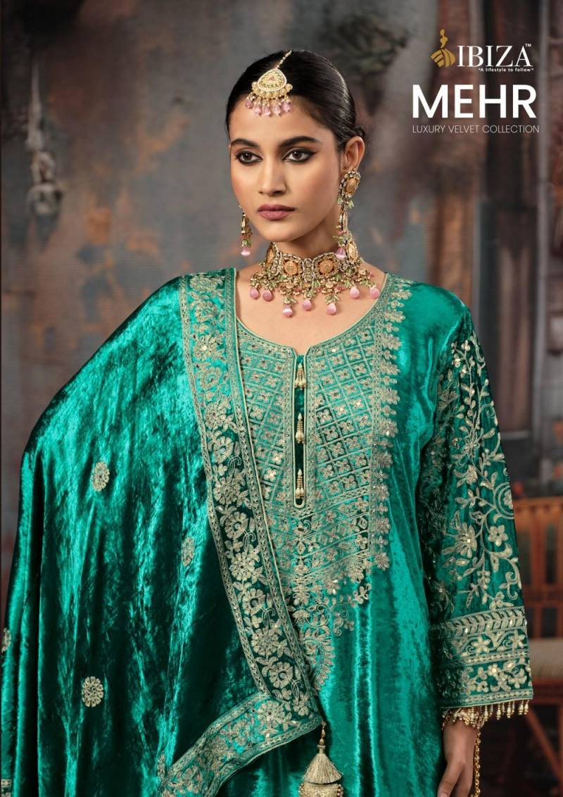 Ibiza Mehr Viscose Velvet Handwork Salwar Suit Collection