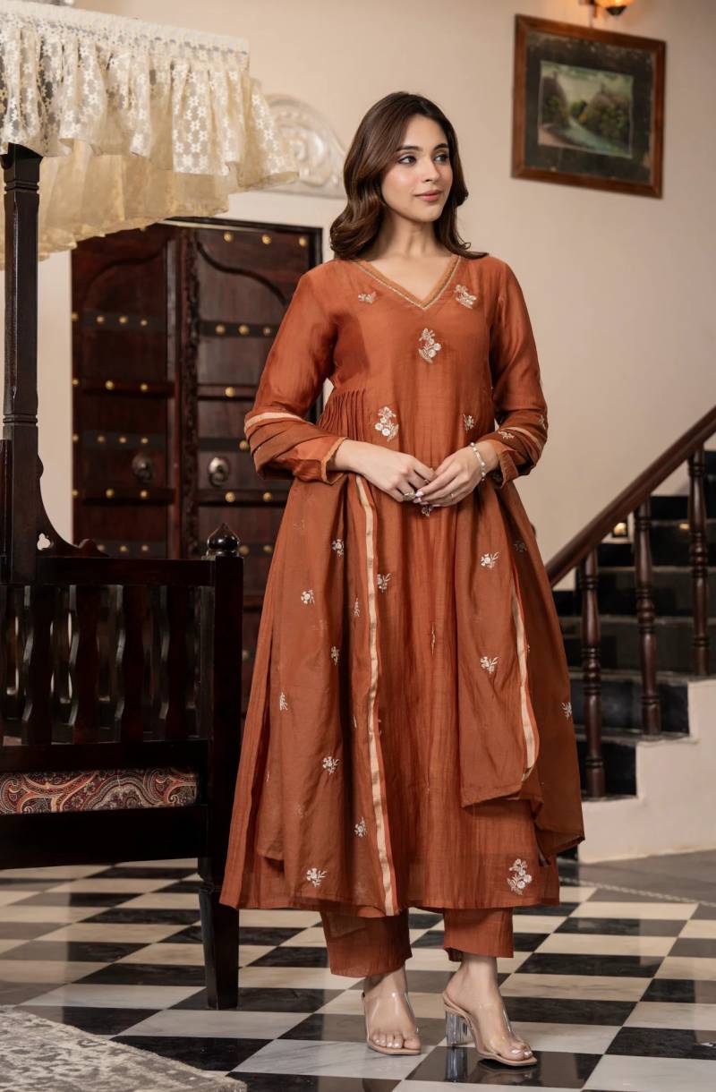 Dhruvi 369 Designer Silk Kurti With Bottom Dupatta Set