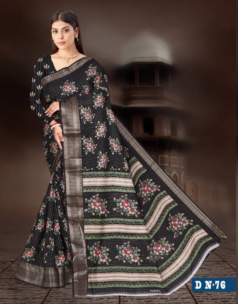 Md Cotton Dola Silk 76 Fancy Cotton Silk Printed Saree
