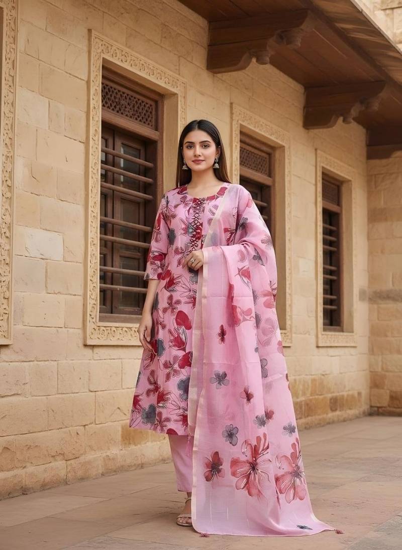 Naisha K 354 Vetican Print Work Kurti Pant And Dupatta Collection
