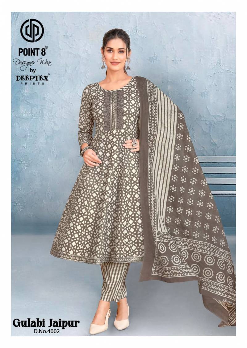 Deeptex Gulabi Jaipur Vol 4 Cotton Printed Anarkali Kurti Pant With Dupatta