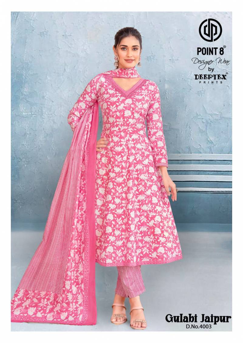 Deeptex Gulabi Jaipur Vol 4 Cotton Printed Anarkali Kurti Pant With Dupatta