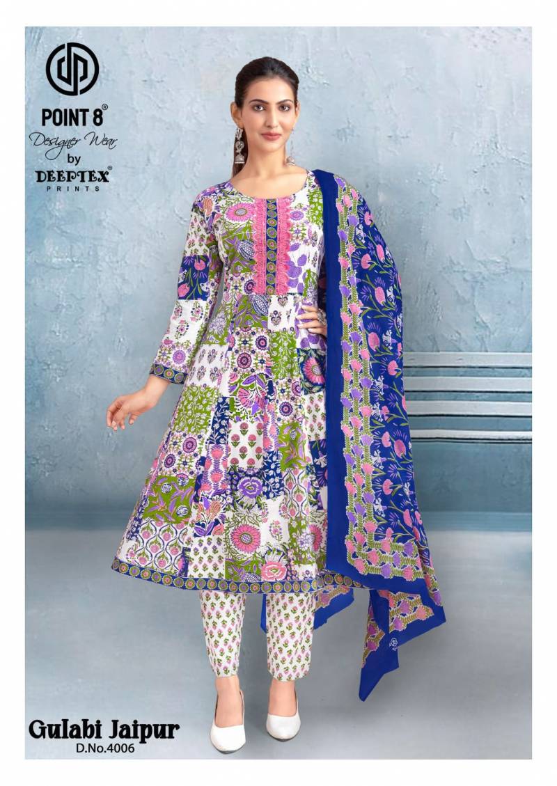 Deeptex Gulabi Jaipur Vol 4 Cotton Printed Anarkali Kurti Pant With Dupatta