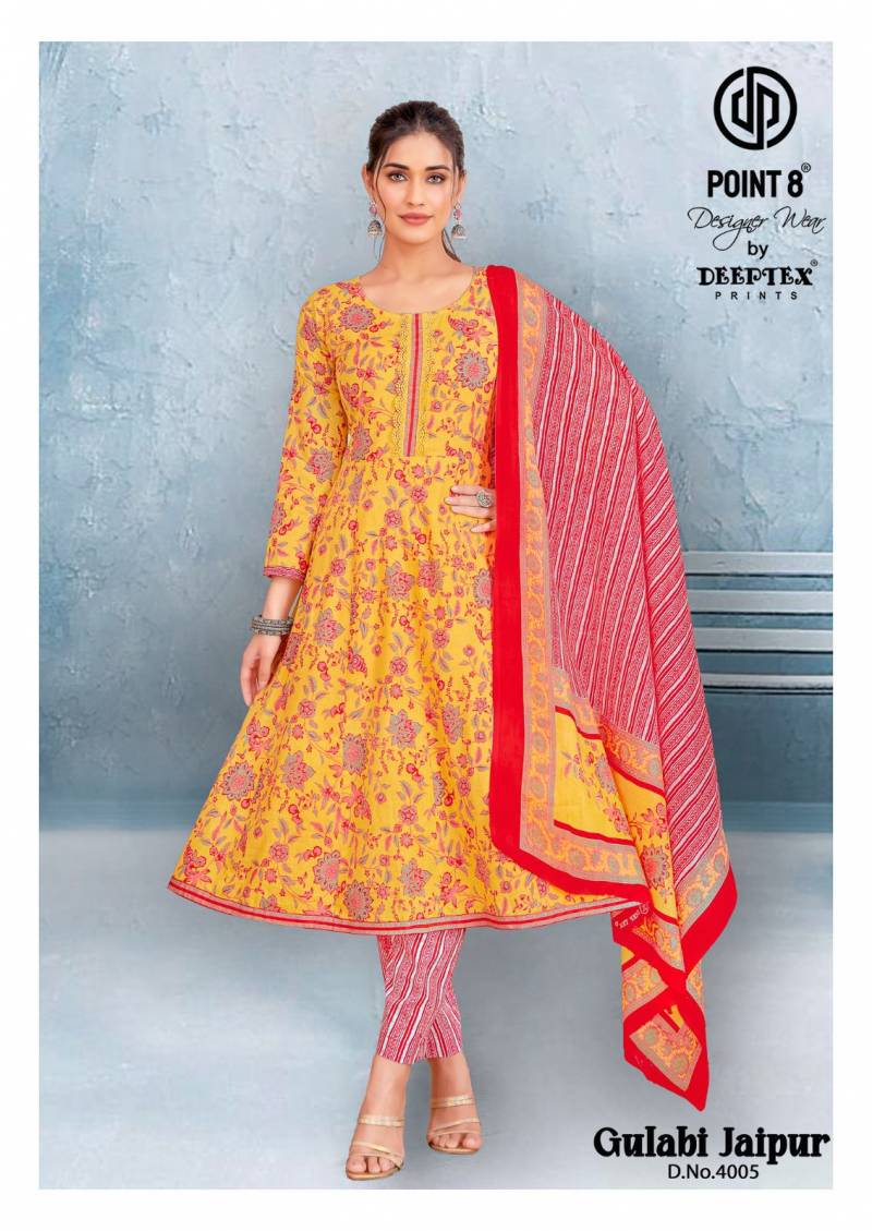 Deeptex Gulabi Jaipur Vol 4 Cotton Printed Anarkali Kurti Pant With Dupatta