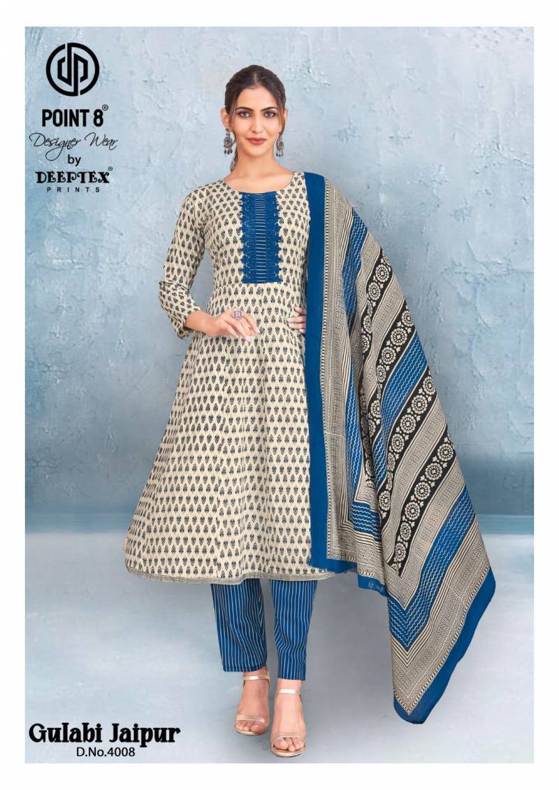 Deeptex Gulabi Jaipur Vol 4 Cotton Printed Anarkali Kurti Pant With Dupatta