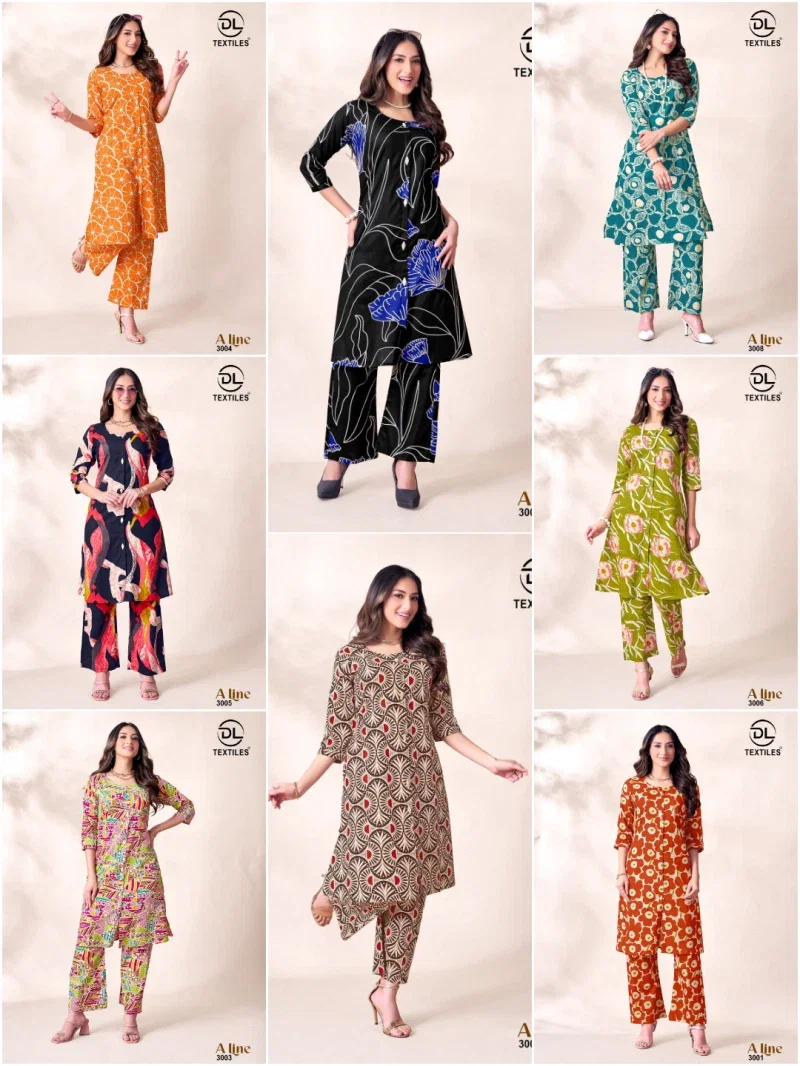 Dl A Line Vol 3 Poplin Cotton Printed A Line Long Cord Sets