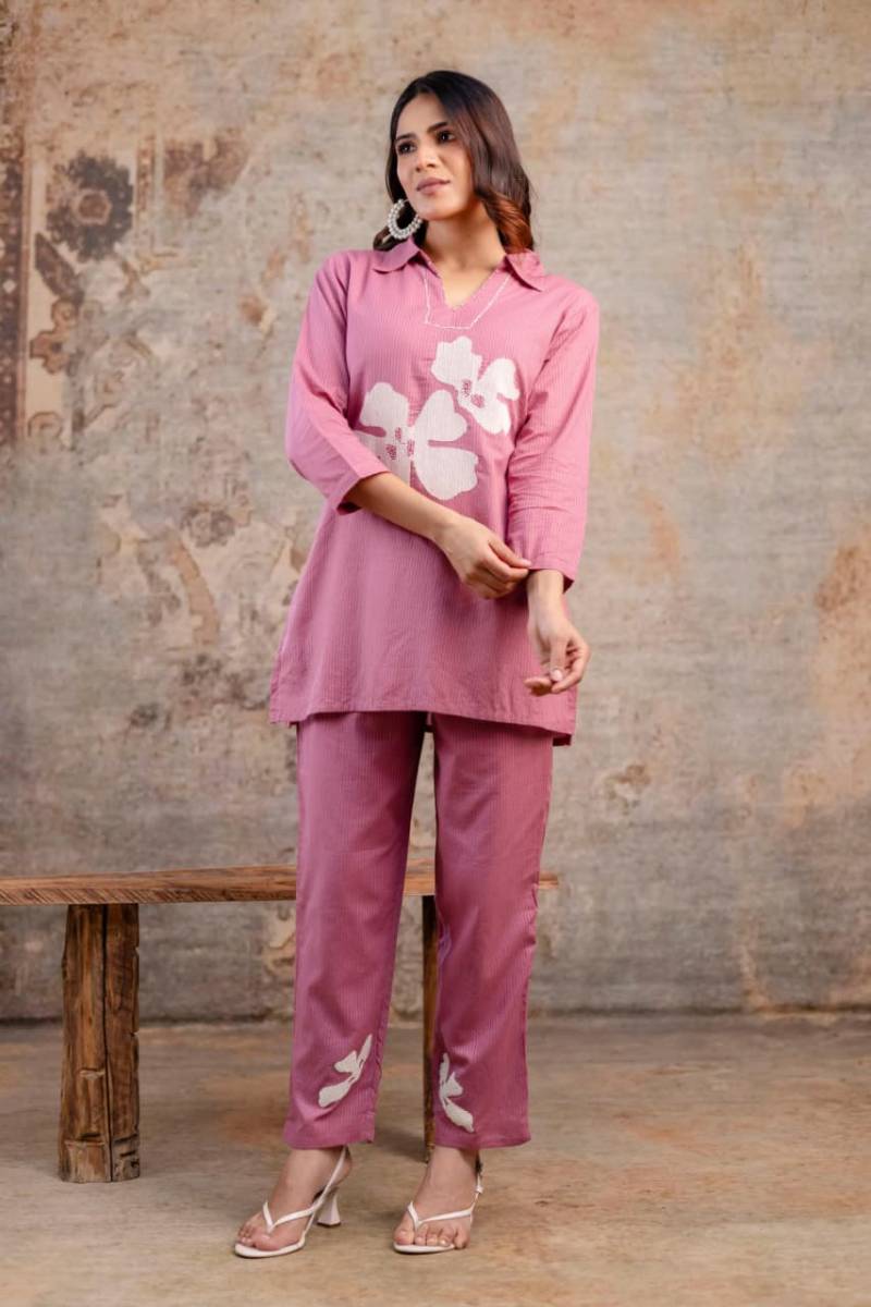 Naisha K 356 Cotton Silli Embroidered Hand Work Co Ord Set Collection
