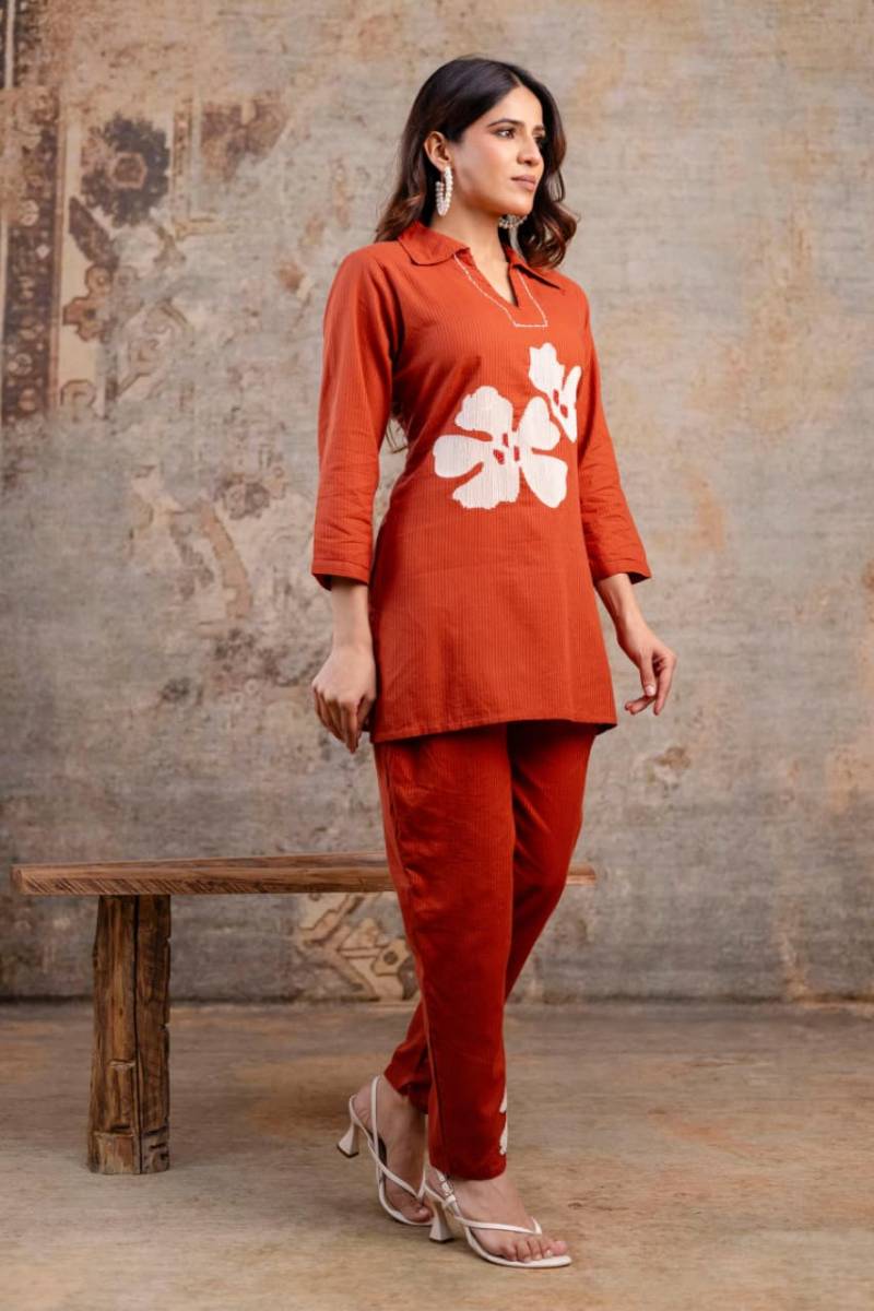 Naisha K 356 Cotton Silli Embroidered Hand Work Co Ord Set Collection
