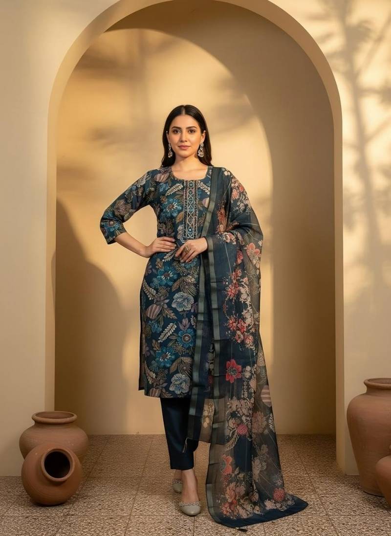 Naisha K 354 Vol 4 Vetican Print Work Top Bottom And Dupatta Collection