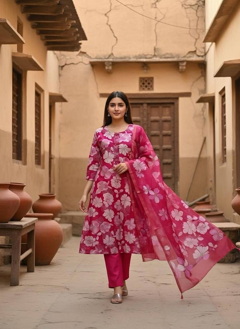 Naisha K 354 Vol 3 Vetican Print Work Kurti Pant And Dupatta Collection