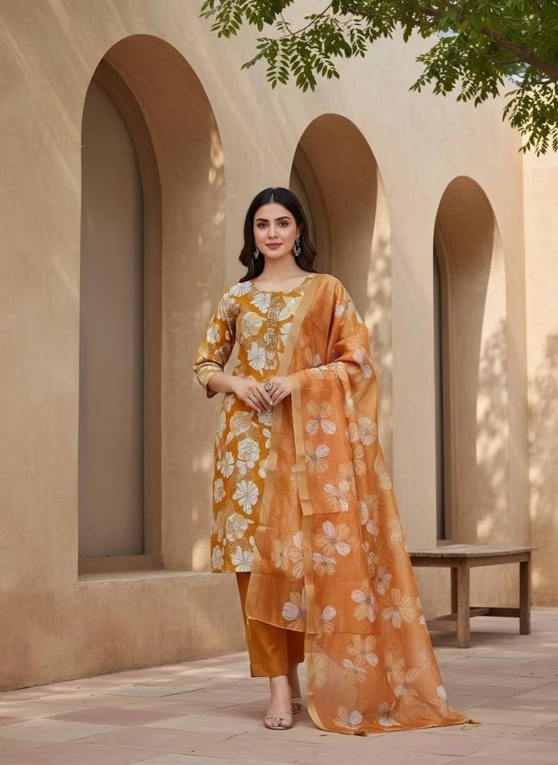 Naisha K 354 Vol 3 Vetican Print Work Kurti Pant And Dupatta Collection