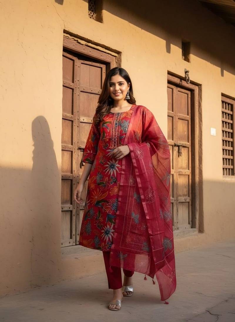 Naisha K 354 Vol 3 Vetican Print Work Kurti Pant And Dupatta Collection