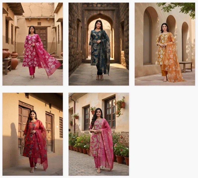 Naisha K 354 Vol 3 Vetican Print Work Kurti Pant And Dupatta Collection