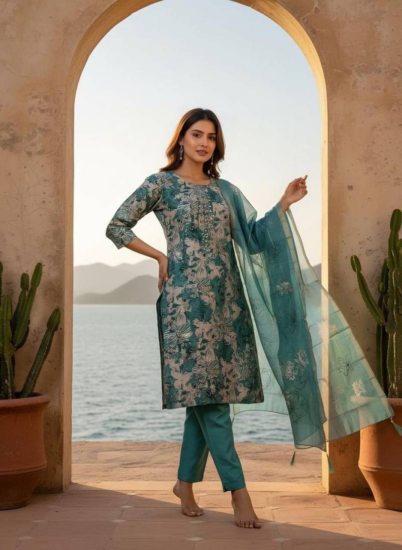 Naisha K 354 Vol 2 Vetican Print Work Top Bottom And Dupatta