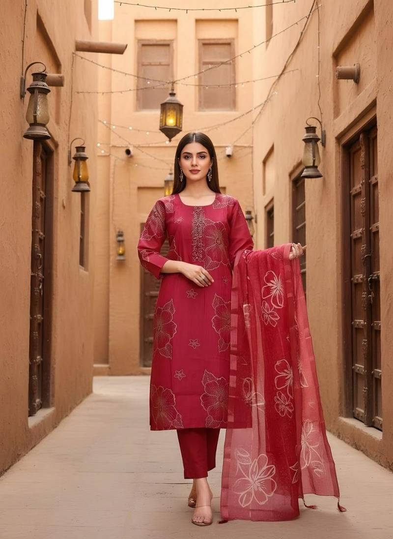 Naisha K 354 Vol 2 Vetican Print Work Top Bottom And Dupatta