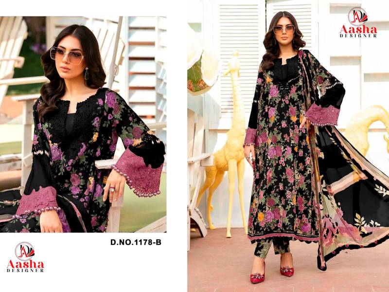Aasha 1178 A And B Cotton Dupatta Cotton Print Pakistani Salwar Suits
